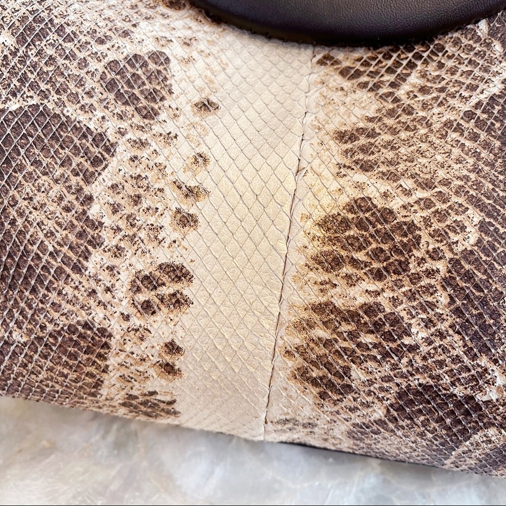 Genuine Leather Brown Ivory Python Print Tote NEW… - image 8